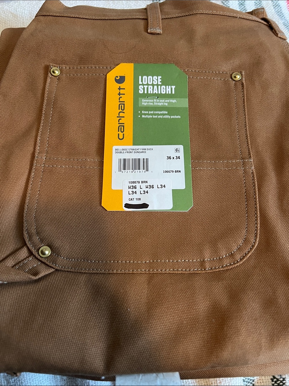 Carhartt B01 loose straight firm duck double-front dungaree size 36 X34